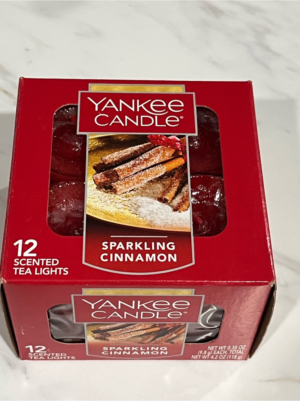 Yankee Candle Sparkling Cinnamon Tea Lights - Red Packaging